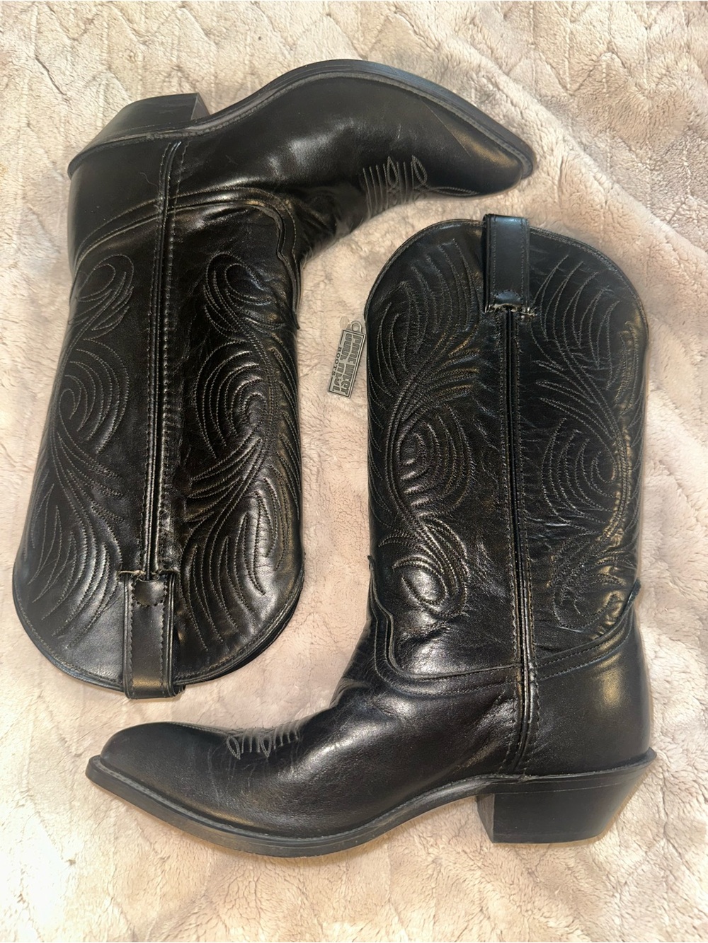 Black Leather Western Cowboy Boots by CODE WEST.